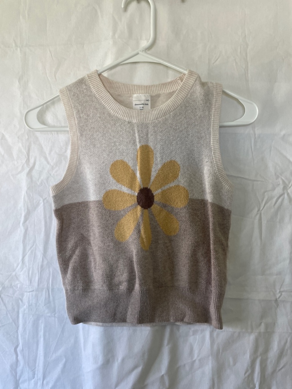 abercrombie kids Cream and Brown Floral Knit Tank Top